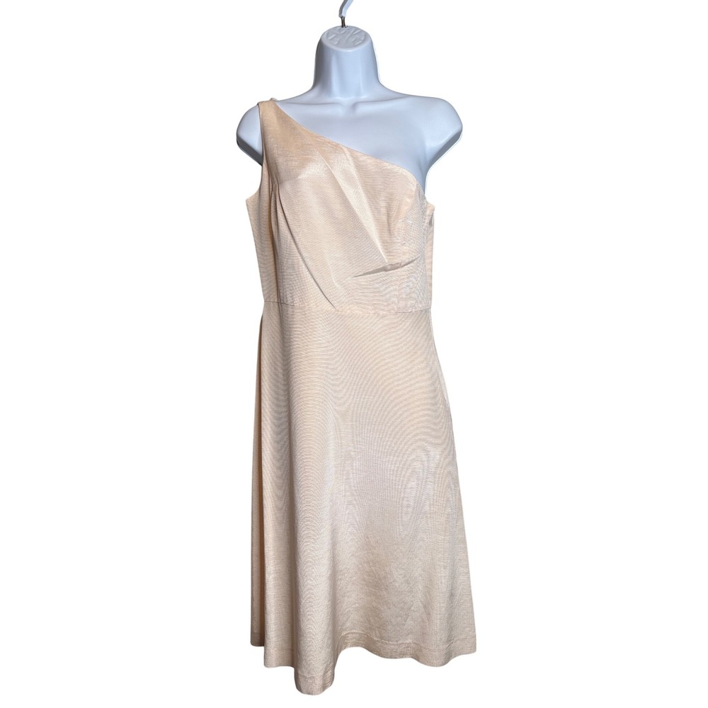 Vanessa Fox Women's‎ Peach One Shoulder Sheath Midi Dress Sz 6 Delicate Coquette